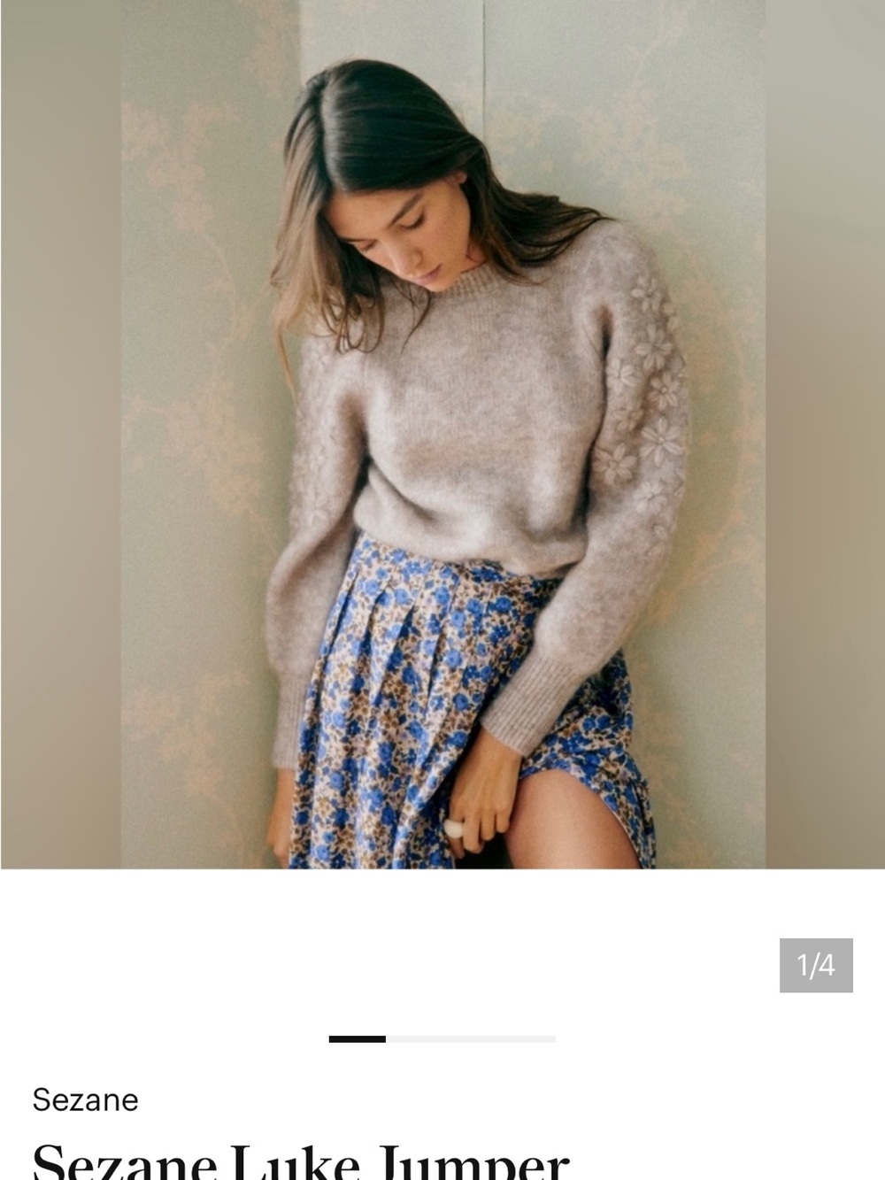 sezane knit floral embroidered Luke sweater